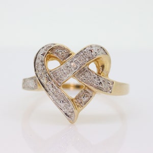 10k Open Heart Ring. 10k Open Interlocking hearts promise ring. st(45)