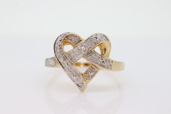 10k Open Heart Ring. 10k Open Interlocking hearts… - image 1