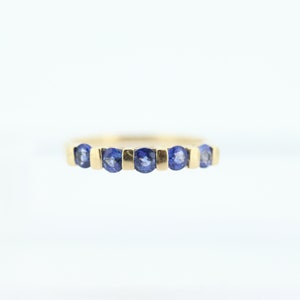 10k Gold BLUE Sapphire Eternity Band. Channel Set round Sapphire Anniversary band. st(94)