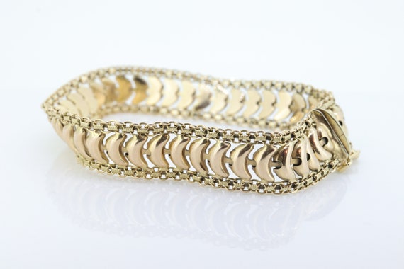 14k Wide Textured Bismark Bracelet. Italian Made … - image 1