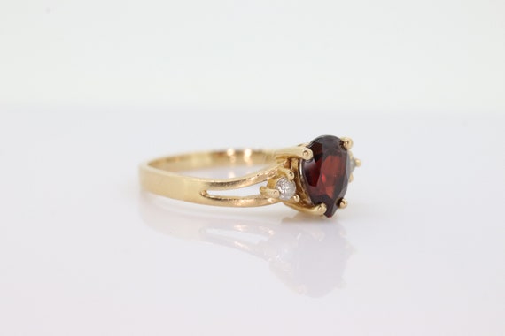 14k Pear Garnet and diamond ring. 14k Pear cut ga… - image 5