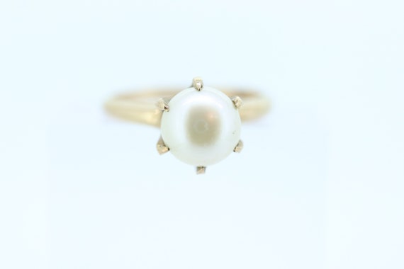 Victorian Pearl Claw Set ring. 10k Yellow Gold vi… - image 2