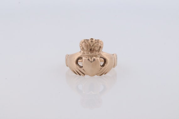 CLADDAGH Ring. 9k Vintage Irish Claddagh Heart Ha… - image 6