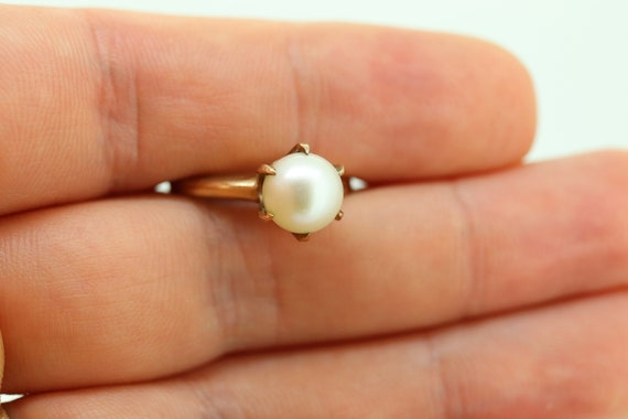Victorian Pearl Claw Set ring. 10k Yellow Gold vi… - image 7