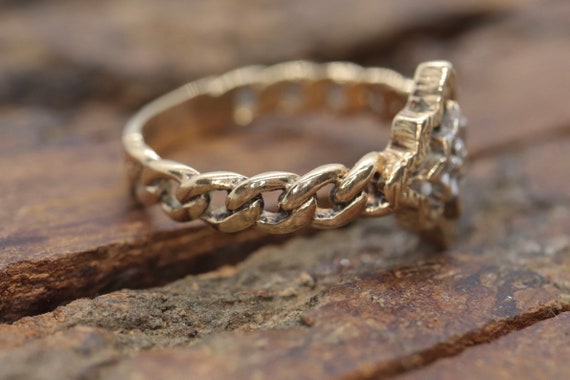 Diamond Star Ring. Chain band. 10k Chain ring. 10… - image 7