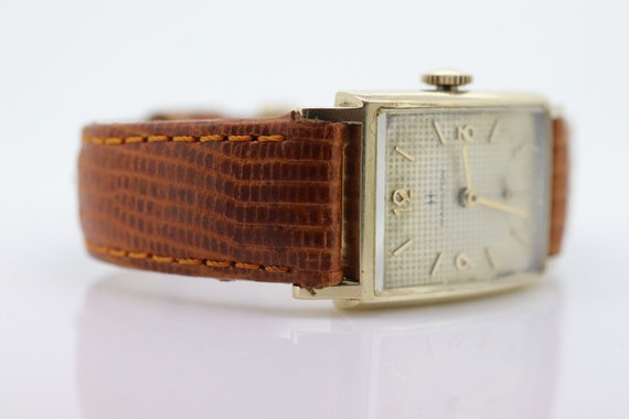 HAMILTON Watch. 14k Yellow Gold Rectangle Hamilto… - image 2