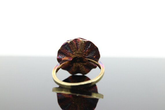14k Diamond Daisy Flower Petal Ring. Heat bluing … - image 4