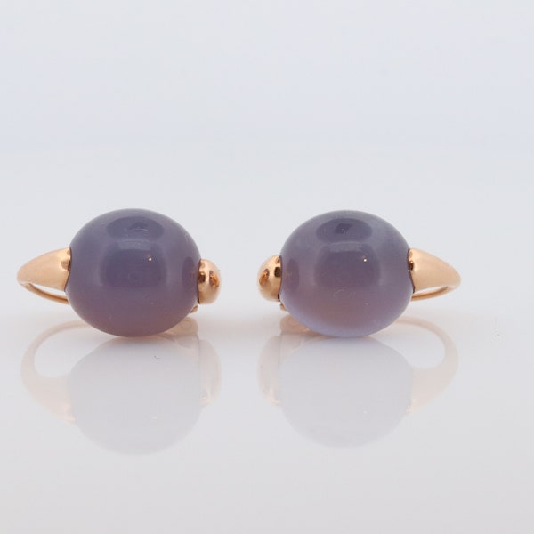 18k POMELATTO Earrings. 18k Rose Gold Pomellato Chalcedony LUNA collection. Chalcedinio Dangle earrings. st(10-06)