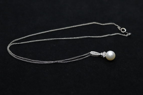 Pearl diamond pendant and necklace. 10k Dangle Pe… - image 6