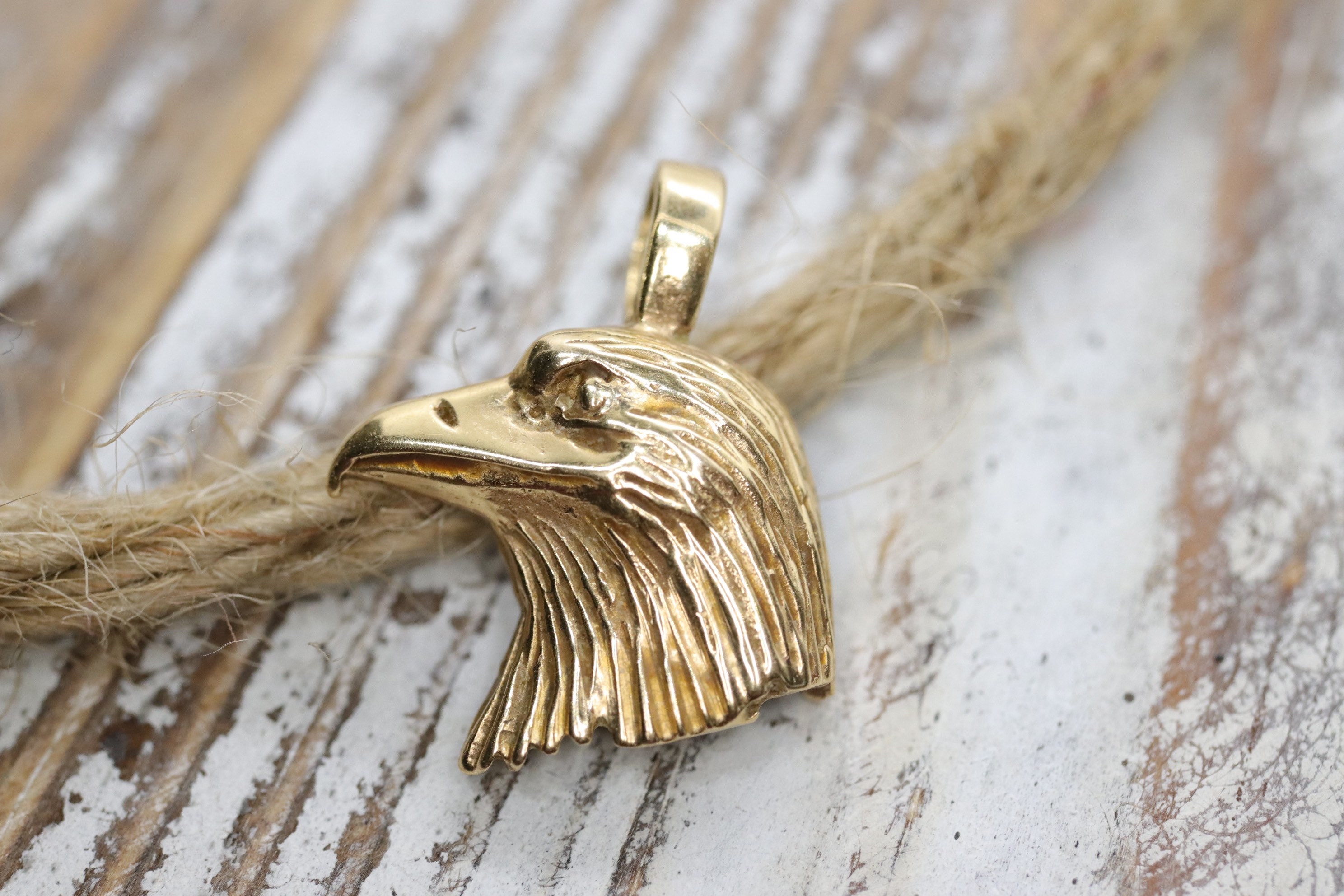 14k Eagle Pendant. 14k Eagle HEAD Charm Etsy