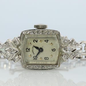 14k Hamilton Diamond Watch. Vintage Ladies Hamilton Classic String Wristwatch