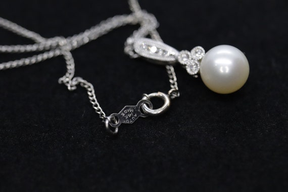 Pearl diamond pendant and necklace. 10k Dangle Pe… - image 1