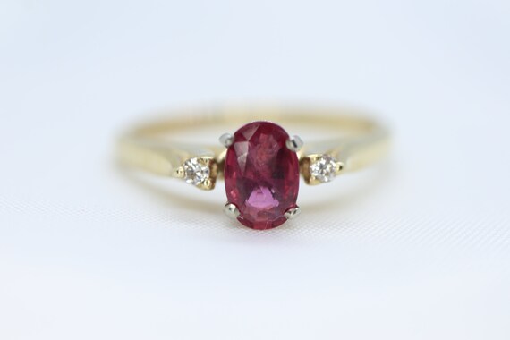 Natural Ruby Diamond Ring. 14k Ruby Solitaire eng… - image 7