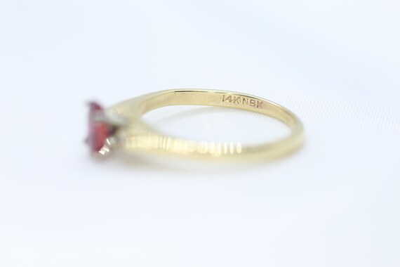 Natural Ruby Diamond Ring. 14k Ruby Solitaire eng… - image 4