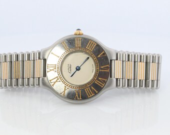 Genuine Cartier B01952 Watch. Must De Cartier 21 Stainless Steel Quartz Watch.