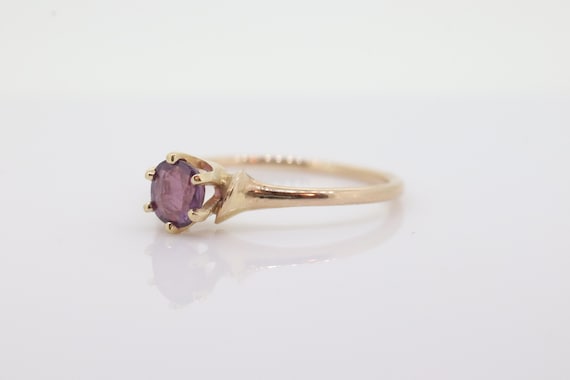 10k Dainty Ruby Ring. 10k RUBY stackable twisted … - image 2