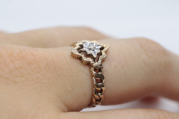 Diamond Star Ring. Chain band. 10k Chain ring. 10… - image 10
