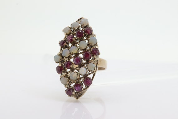 10k Victorian Opal and Garnet Cluster ring. 10k Y… - image 2