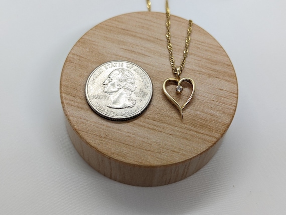 14k Open Heart Gold Diamond  Pendant. Open heart … - image 7