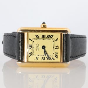 Vintage Must De Cartier Tank 366001 Dial Watch Vermeil Argent Small Tank