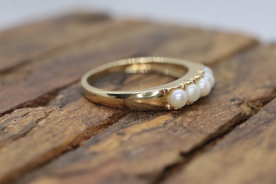 14k Pearl Cluster ring. Straight Pearl Cluster Ba… - image 7