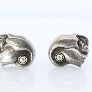 Georg Jensen Earrings Tulips 100a Sterling Silver 925 Clip on Unpierced Earrings