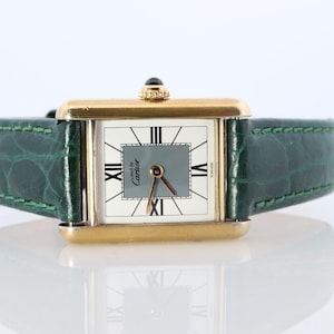 Vintage Must De Cartier tank grijs 5057001 wijzerplaat horloge Vermeil Argent kleine tank