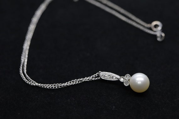 Pearl diamond pendant and necklace. 10k Dangle Pe… - image 7