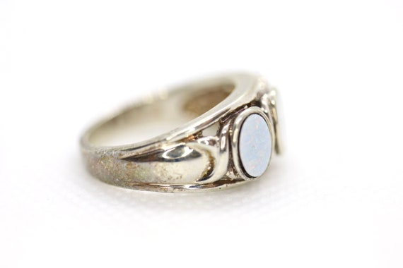 Synthetic Opal Sterling Silver Statement Ring - image 3