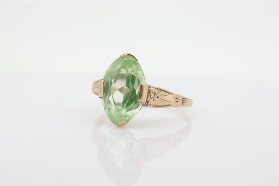 10k LIME Green Spinel ring. Vintage Retro Large O… - image 2