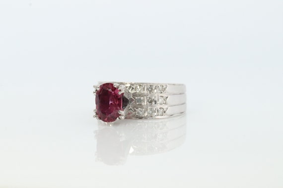Natural Ruby Diamond Ring. PLATINUM Ruby Solitair… - image 3