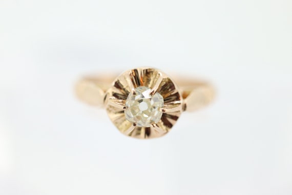 Victorian 18k Rose Gold Diamond Solitaire. 0.36ct… - image 2