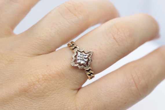 Diamond Star Ring. Chain band. 10k Chain ring. 10… - image 9
