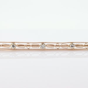 10k rose gold 3 diamond filigree art deco Lingerie bar brooch or pin