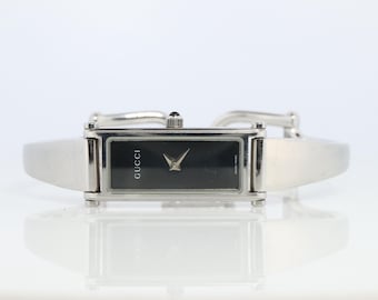 Gucci Silver-Tone Black Dial Bangle Watch GUCCI Stainless Steel Black Dial Bangle Women main image 3