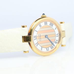 Genuine Cartier Watch. Must De Cartier Vendome Round Argent Vermeil Trinity Face