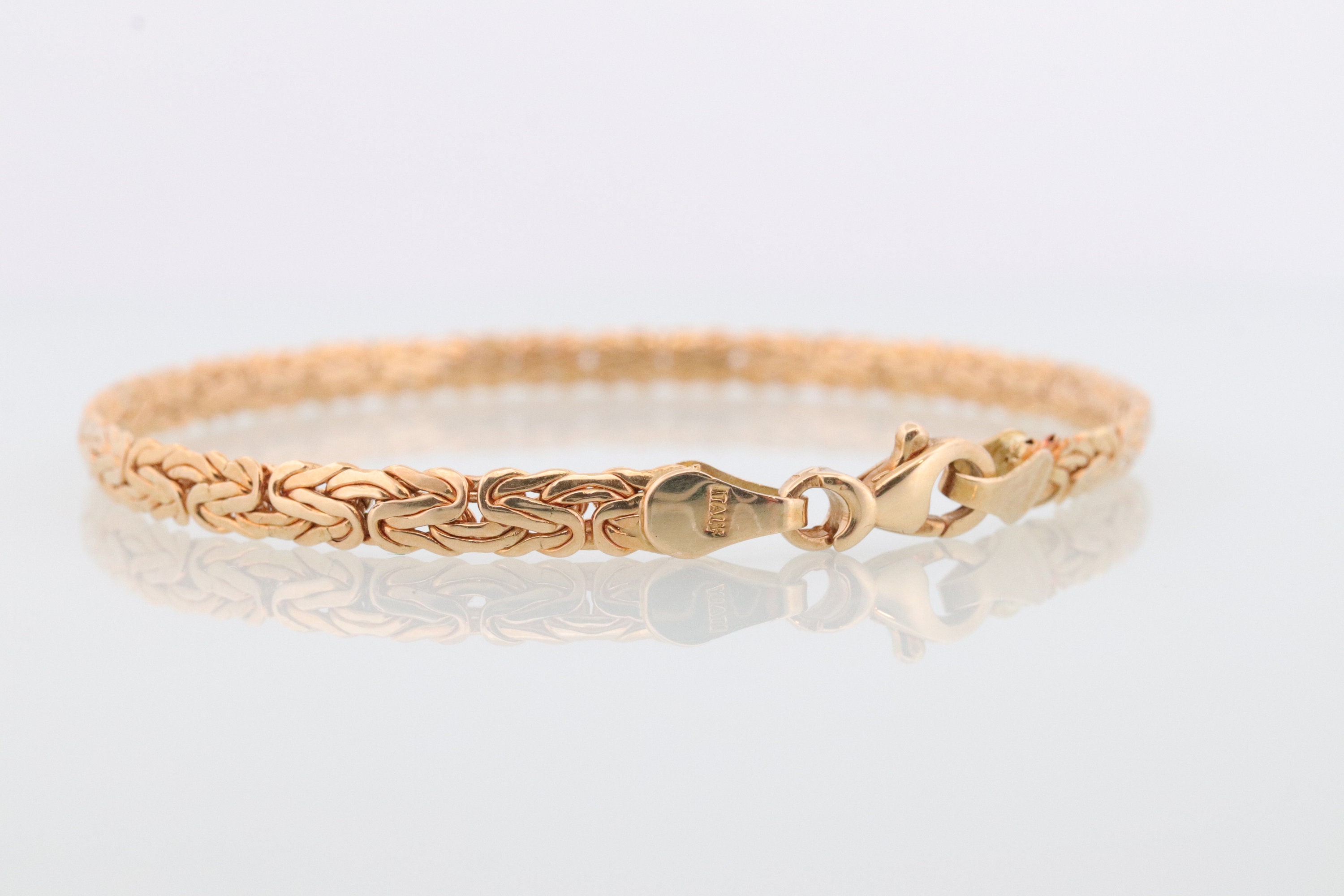 18k Byzantine Bracelet. 18k Yellow Gold Wide Flattened Flat