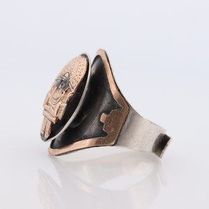 18k Heavy Signet Ring. Aztec Mayan or Inca With Warrior Head Chief Bust ...