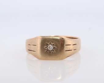 9k Genuine Diamond Solitaire Ring. 9k Star Gypsy Set Lw&g London
