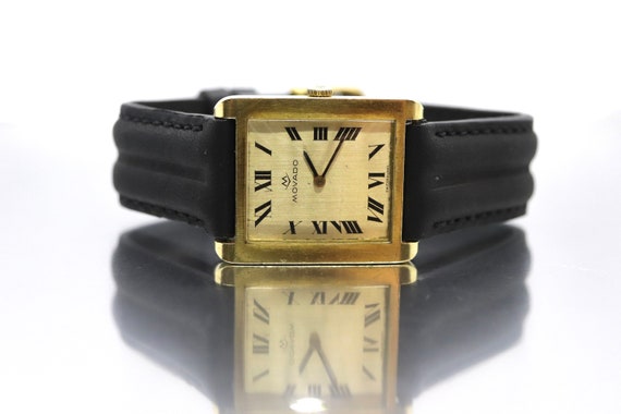 18k MOVADO Rectangle Manual Watch. Movado Vintage… - image 1