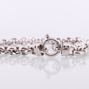 18K ROLO Chain Bracelet. PUFFED large Round Rolo chain bracelet. 18k white gold Italy OTC 6.8grams