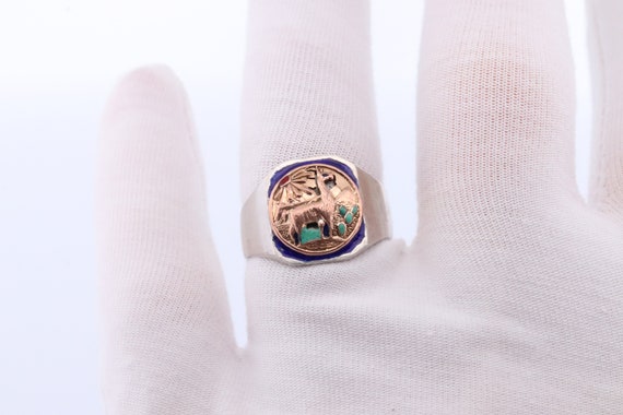18k Heavy Signet ring. Aztec Mayan or Inca with L… - image 7