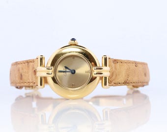 Genuine Cartier Watch. Must De Cartier Colisee Round Argent Vermeil 1902 Gold