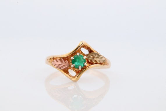 Black Hills Gold Ring. 10k Multi-Tone Emerald Bla… - image 1