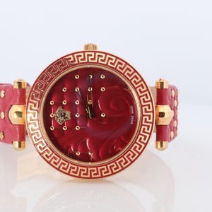 Genuine Versace Watch. Versace Vanitas Xl Red Enamel Dial Rose Gold-Tone.