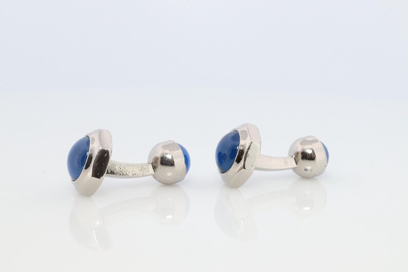 Cartier Santos Cufflinks Sterling Silver 925 Sapphire Cabochon Cartier Cufflinks