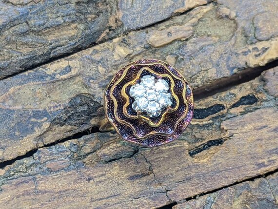 14k Diamond Daisy Flower Petal Ring. Heat bluing … - image 6