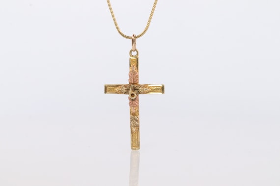 Black Hills Gold Cross Necklace. 10k multi tone B… - image 4