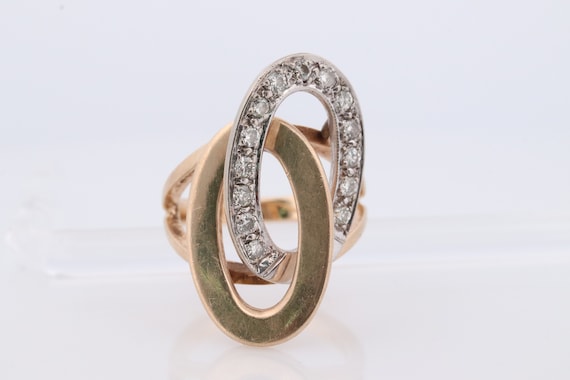 Interlocking Circles Ring. 14k Diamond Encrusted … - image 1