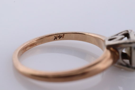Art Deco Diamond Solitaire Ring. 14k Gold Europea… - image 8